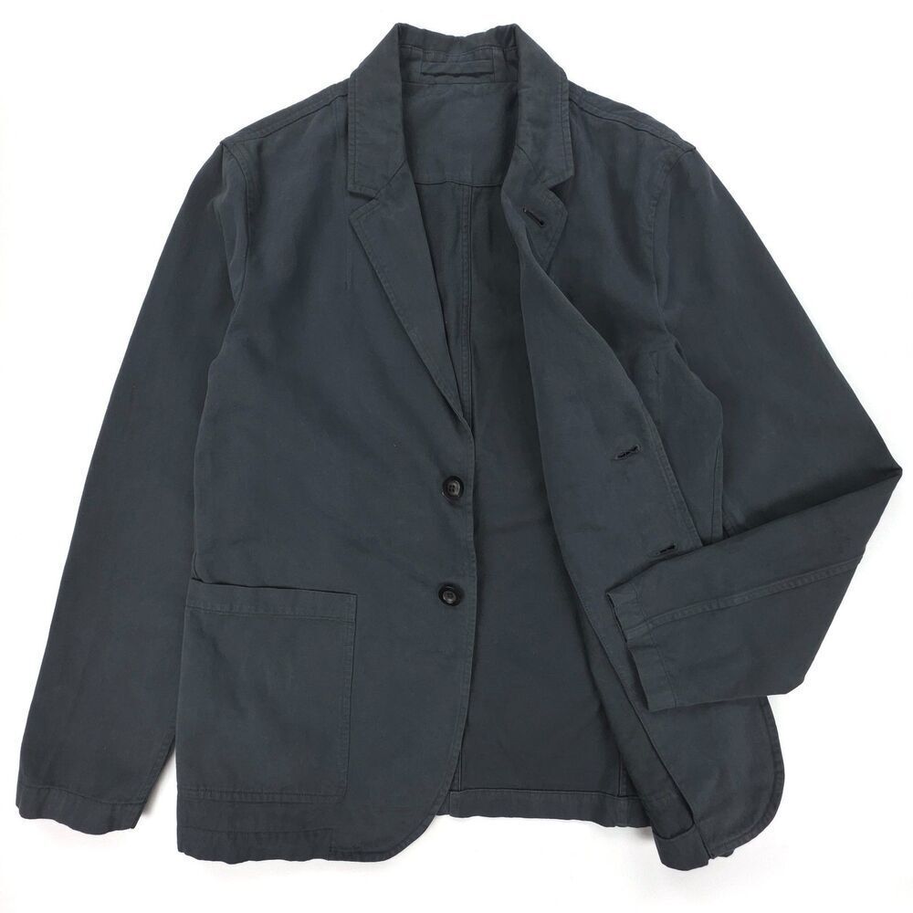 Mr P. Garment Dyed Organic Cotton Twill Blazer Steel Blue Tailored Quiet Luxury